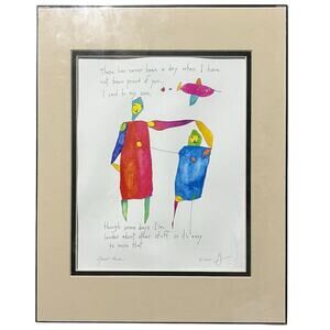 Y2K Quiet Pride Original Watercolor Parent Child Art Signed 2000 Framed